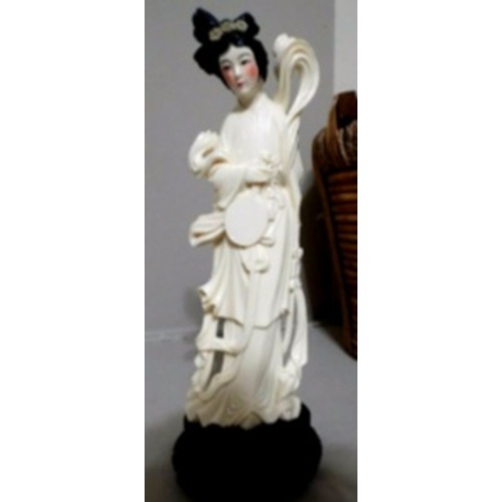 Vintage VITA Hong Kong Chinese Immortal Lady Resin Figurine Ivory Style Statue